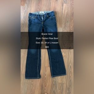 Ariat, perfect rise, dark wash riding jeans